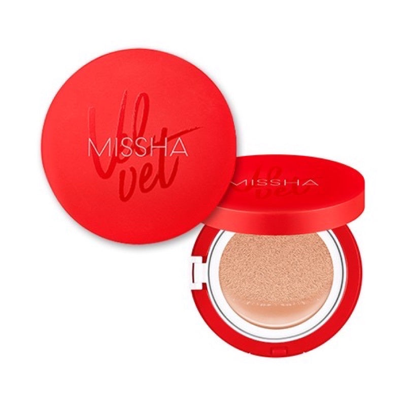 Missha Velvet Finish Cushion Neutral Light Beige No. 21 SPF 50+ PA+++ – Korean cushion foundation with a velvety finish, moisturizing properties, and high sun protection, available at the best price in Pakistan.