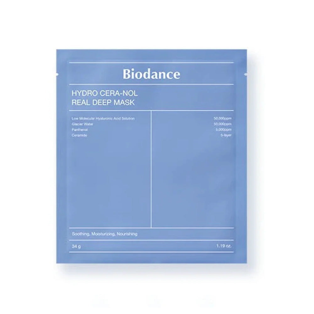 Biodance Hydro Cera-Nol Real Deep Mask 34g – Korean skincare mask with soothing Cera-Nol, D-panthenol, and oligo hyaluronic acid. Deeply moisturizing and suitable for sensitive skin. Available in Pakistan at the best price.