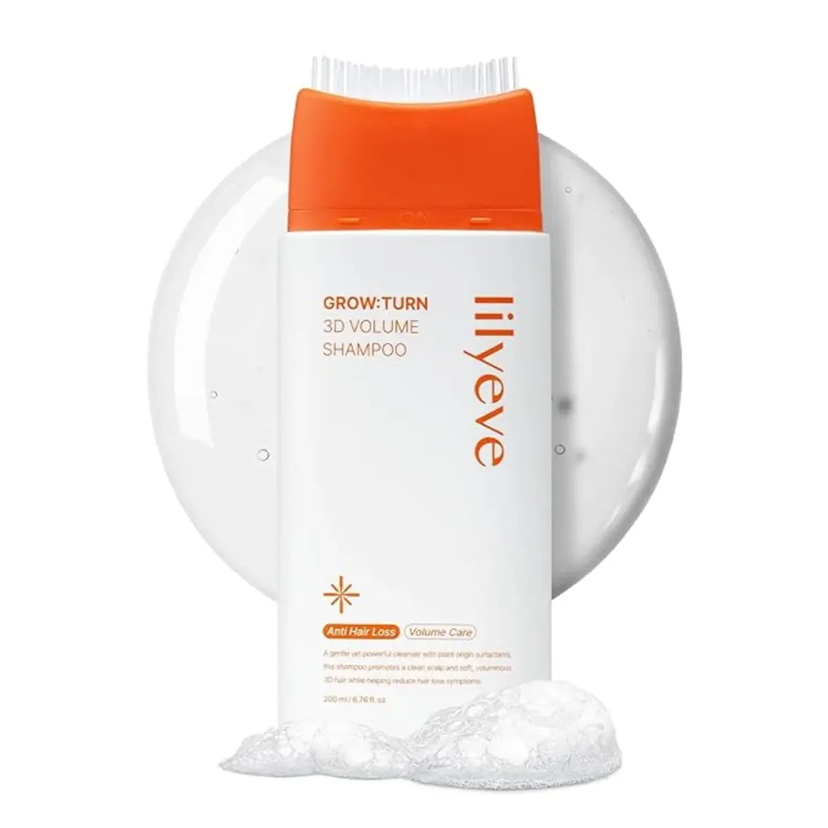 Lilyeve Grow Turn 3D Volume Brush Shampoo 200ml bottle and scalp brush