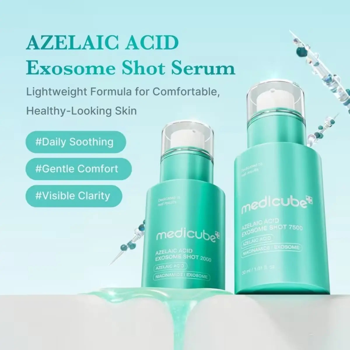 Medicube Azelaic Acid Exosome Shot 2000 and 7500 promotional image in Pakistan