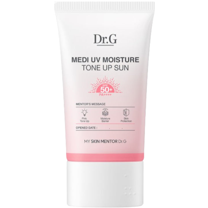 Dr. G Medi UV Moisture Tone Up Sun cream tube on a white background