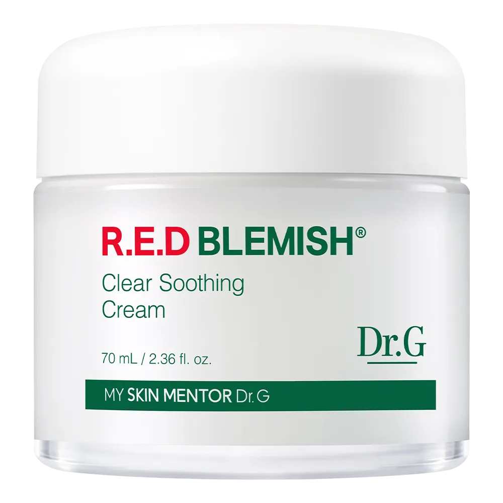 Dr.G R.E.D Blemish Clear Soothing Cream jar on a white background