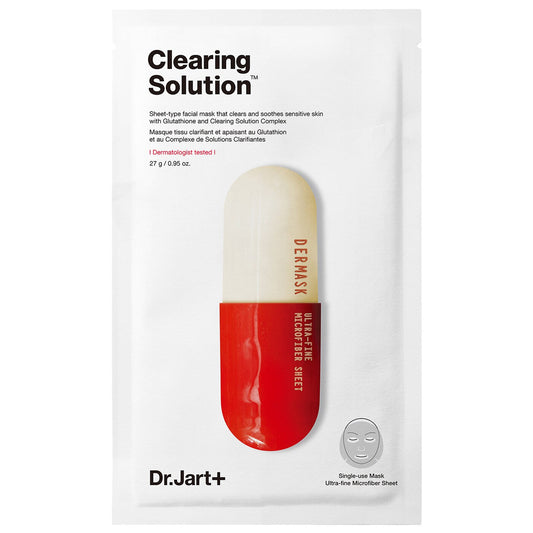 Dr. Jart+ Dermask Micro Jet Clearing Solution - 27g sheet mask for acne, blemishes, and hyperpigmentation, available in Pakistan.