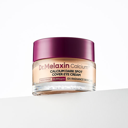 Dr. Melaxin Calcium dark spot cover eye cream jar on a white background