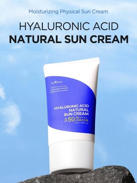 Isntree - Hyaluronic Acid Natural Sun Cream SPF50+ PA++++ 50ml authentic korean skincare products in pakistan.