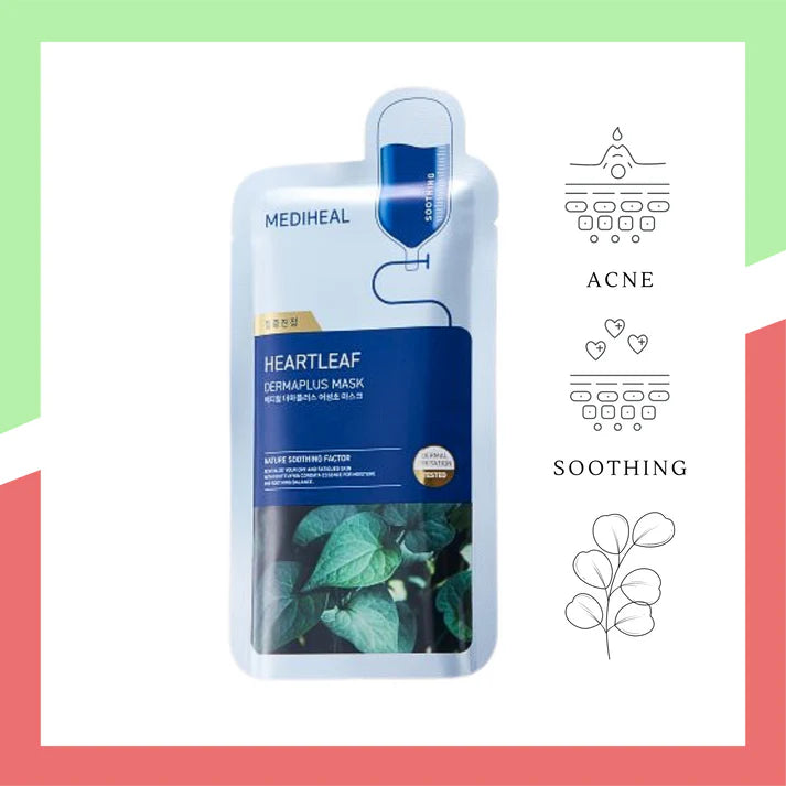 MEDIHEAL Derma Plus Heartleaf Mask 22ml soothing sheet mask in Pakistan