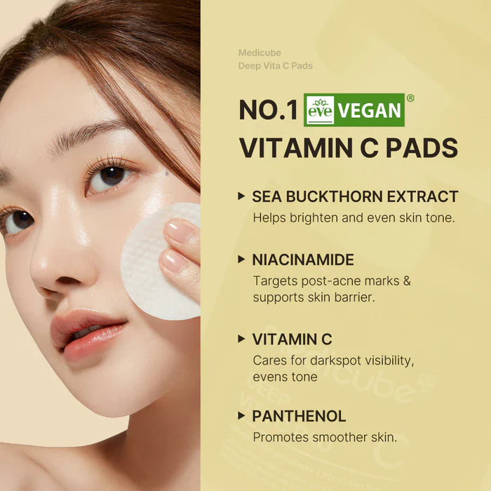 Medicube Deep Vita C Facial Pads with sea buckthorn extract for radiant skin