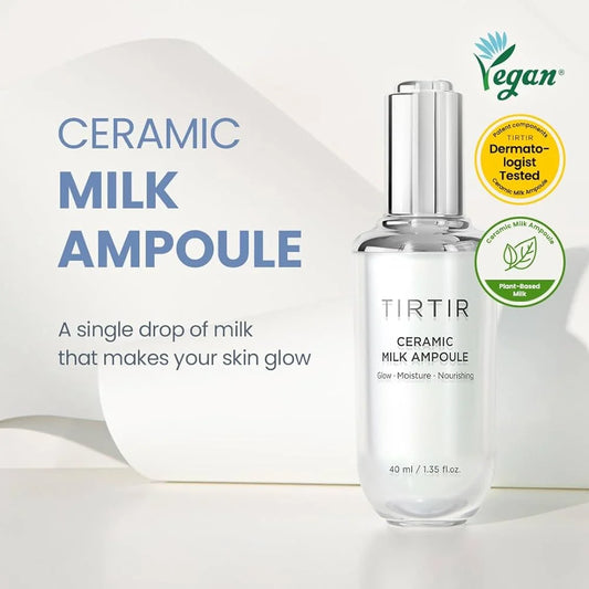 TIRTIR Ceramic Milk Ampoule bottle with packaging on a white background