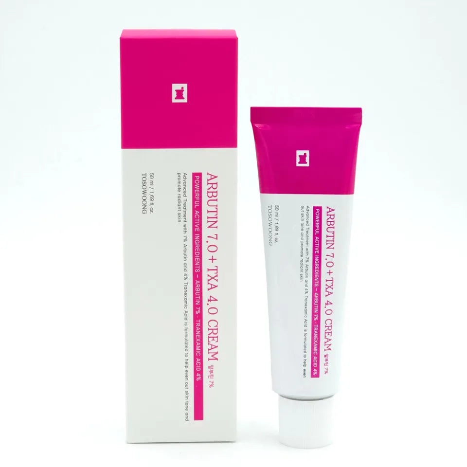 Arbutin 7.0 + TPA 4.0 cream tube and packaging on a white background
