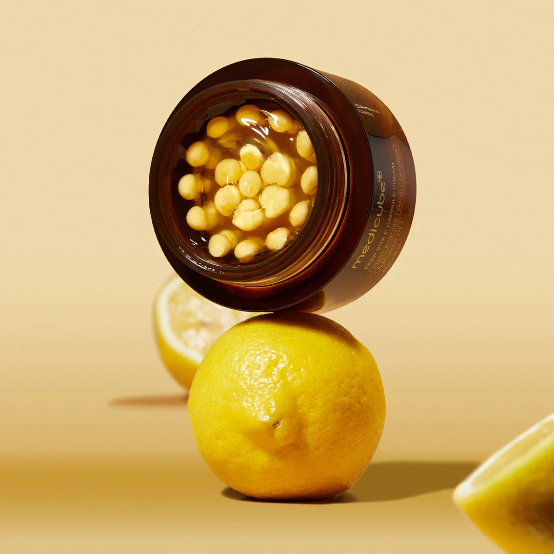 Vitamin-rich Medicube cream with Vitamin C capsules for radiant skin