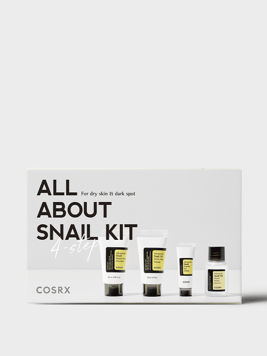 COSRX's Most Loved 4-step Advanced Snail Trial Kit: Korean skincare set with snail mucin. Available at Kocometic PK in Pakistan at the best prices.