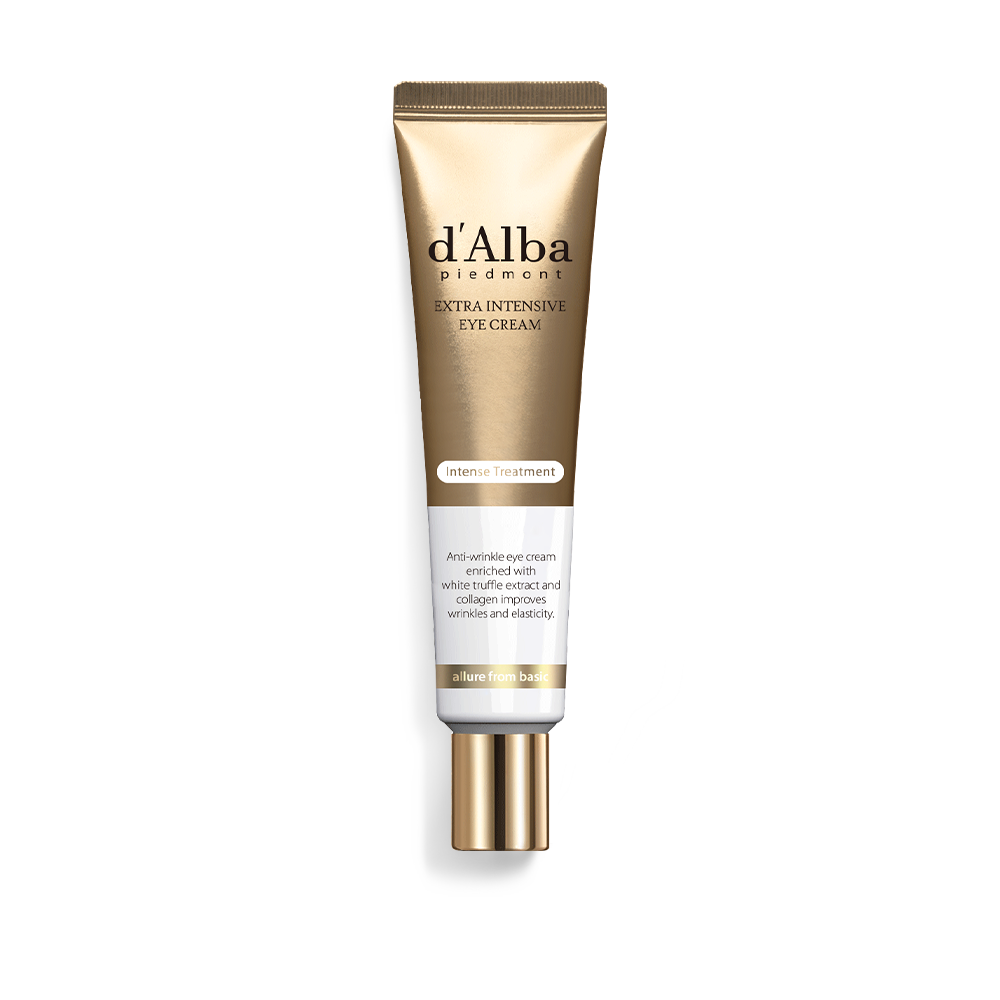 d'Alba eye cream tube on a white background