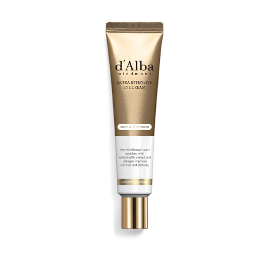 d'Alba eye cream tube on a white background