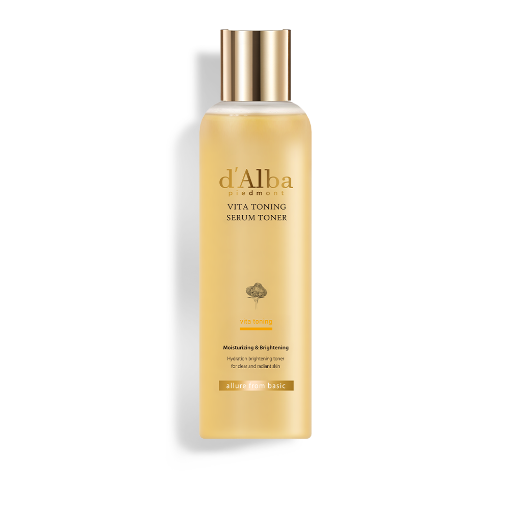 d'Alba vita toning serum toner bottle on a white background
