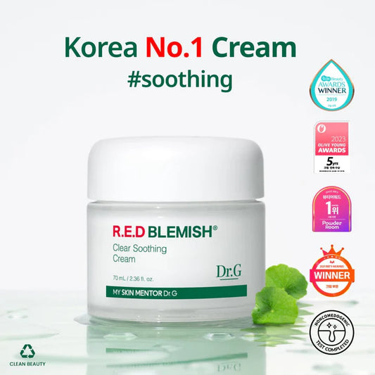 Dr.G Red Blemish Clear Soothing Cream 70ml - Soothing and Hydrating Cream for Sensitive, Acne-Prone Skin