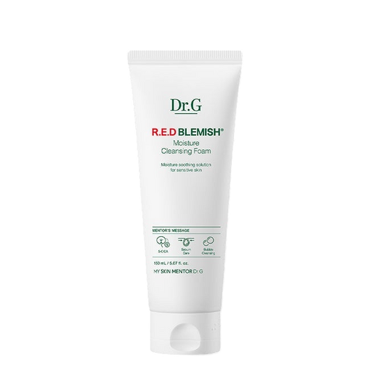 Dr.G Red Blemish Moisture Cleansing Foam 150ml – Hypoallergenic cleansing foam with MultiProbio™ derma formula, Cica ingredients, and Hyaluronic Acid for soothing and moisturizing skin. Available at the best price.