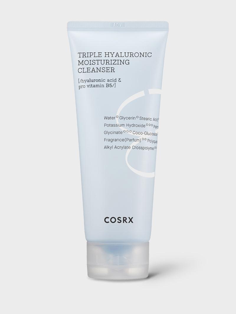 COSRX Hydrium Triple Hyaluronic Moisturizing Cleanser 50ml – Korean skincare for deep hydration, gentle cleansing, and soothing dry skin. Available in Pakistan at Kocometic PK.