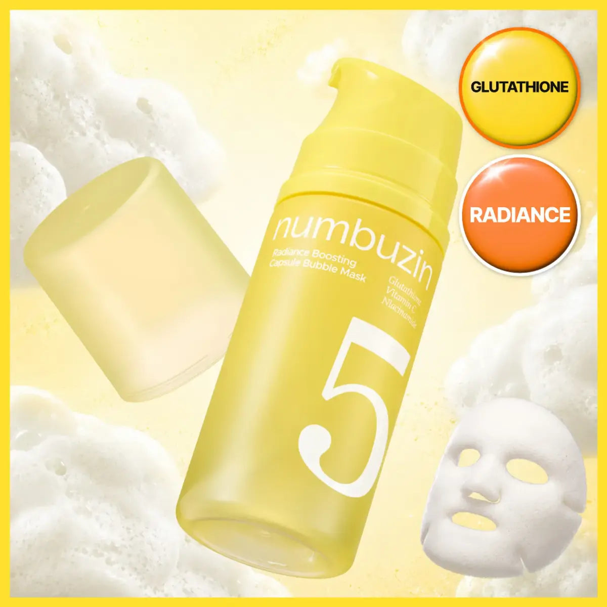 numbuzin No.5 Glutathione C Radiance Boosting Bubble Mask texture 85ml Pakistan