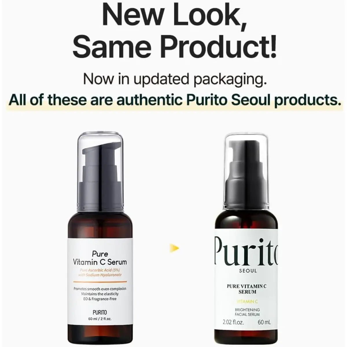 PURITO SEOUL Pure Vitamin C Serum packaging comparison in Pakistan